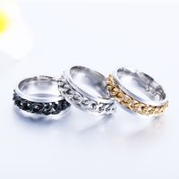 Simple Style Waves Titanium Steel Plating Gold Plated Rings main image 1