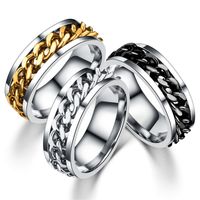 Simple Style Waves Titanium Steel Plating Gold Plated Rings main image 3