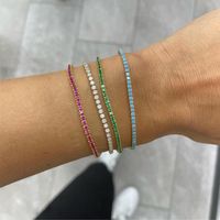 Cross-border Hot Selling European And American Popular Personalized Color Zircon Bracelet Fashion Wild Hip Hop Tennis Chain Wholesale main image 2