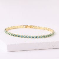 Cross-border Hot Selling European And American Popular Personalized Color Zircon Bracelet Fashion Wild Hip Hop Tennis Chain Wholesale sku image 4