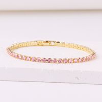 Cross-border Hot Selling European And American Popular Personalized Color Zircon Bracelet Fashion Wild Hip Hop Tennis Chain Wholesale sku image 2