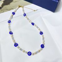 1 Piece Simple Style Devil's Eye Freshwater Pearl Glass Beaded Necklace main image 4