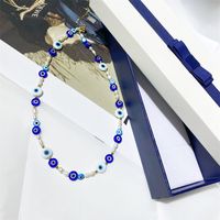 1 Piece Simple Style Devil's Eye Freshwater Pearl Glass Beaded Necklace sku image 2