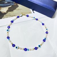 1 Piece Simple Style Devil's Eye Freshwater Pearl Glass Beaded Necklace main image 2