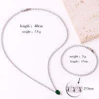 1 Piece Simple Style Water Droplets Copper Inlay Zircon Bracelets Necklace main image 6