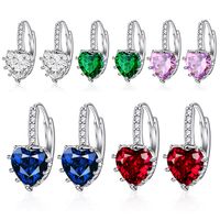 European And American Trendy Earrings Aa Heart-shaped Zircon Ear Clip Multicolor Exquisite Copper Ornaments Earrings Factory Direct Sales In Stock Wholesale main image 1