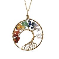 7-color Reiki Natural Stone Crystal Gravel Pachira Macrocarpa Hand-wound Tree Of Life Pendant Necklace Ornament sku image 1