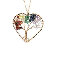 7-color Reiki Natural Stone Crystal Gravel Pachira Macrocarpa Hand-wound Tree Of Life Pendant Necklace Ornament sku image 3