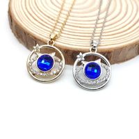 Europe And America Cross Border Blue Star Planet Necklace New Creative And Elegant All-match Rhinestone Clavicle Chain Pendant Wholesale main image 4