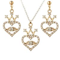1 Piece 1 Pair Fashion Heart Shape Alloy Plating Inlay Artificial Rhinestones Women's Earrings Necklace main image 1