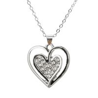 Europe And America Cross Border Diamond-embedded Love Necklace New Creative And Elegant All-match Heart-to-heart Seal Clavicle Chain Pendant Wholesale sku image 2