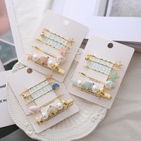 Fashion Star Metal Plating Inlay Inlaid Shell Artificial Gemstones Hair Clip main image 6