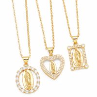 1 Piece Fashion Heart Shape Copper Inlay Zircon Pendant Necklace main image 1
