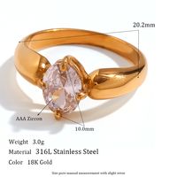 1 Piece Artistic Oval Stainless Steel Plating Inlay Natural Stone Zircon Rings main image 3