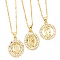 1 Piece Retro Round Copper Plating Inlay Zircon Pendant Necklace main image 6