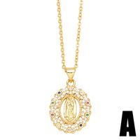 1 Piece Retro Round Copper Plating Inlay Zircon Pendant Necklace main image 3