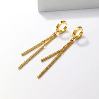 1 Pair Fashion Tassel Plating Stainless Steel 18K Gold Plated Dangling Earrings main image 4