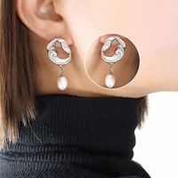 1 Pair Simple Style Round Titanium Steel Patchwork Drop Earrings sku image 2
