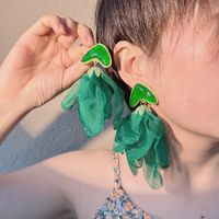 1 Pair Original Design Heart Shape Flower Cloth Handmade Women's Drop Earrings main image 2