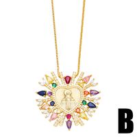 Fashion Virgin Mary Heart Shape Copper 18k Gold Plated Zircon Pendant Necklace In Bulk main image 2