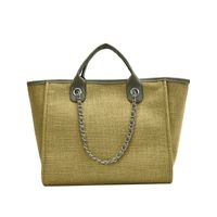 Women's Large Canvas Solid Color Streetwear Square Zipper Shoulder Bag Handbag Tote Bag sku image 3