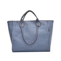 Women's Large Canvas Solid Color Streetwear Square Zipper Shoulder Bag Handbag Tote Bag sku image 4