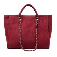Women's Large Canvas Solid Color Streetwear Square Zipper Shoulder Bag Handbag Tote Bag sku image 1