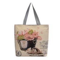 Women's Vintage Style Flower Canvas Shopping Bags main image 3