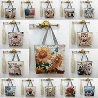 Women's Vintage Style Flower Canvas Shopping Bags main image 2