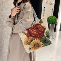 Women's Vintage Style Flower Canvas Shopping Bags main image 6