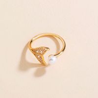 1 Piece Fashion Fish Tail Copper Inlay Artificial Pearls Zircon Open Ring main image 4