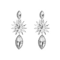 1 Pair Shiny Flower Alloy Plating Inlay Rhinestones Glass Gold Plated Women's Drop Earrings main image 2