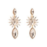1 Pair Shiny Flower Alloy Plating Inlay Rhinestones Glass Gold Plated Women's Drop Earrings main image 7