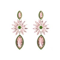 1 Pair Shiny Flower Alloy Plating Inlay Rhinestones Glass Gold Plated Women's Drop Earrings main image 6