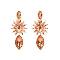 1 Pair Shiny Flower Alloy Plating Inlay Rhinestones Glass Gold Plated Women's Drop Earrings main image 4
