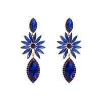 1 Pair Shiny Flower Alloy Plating Inlay Rhinestones Glass Gold Plated Women's Drop Earrings main image 3