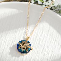 Ethnic Style Devil's Eye Alloy Titanium Steel Inlay Crystal Rhinestones Women's Pendant Necklace sku image 2