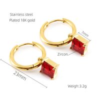 1 Pair Fashion Square Inlay Stainless Steel Zircon 18K Gold Plated Drop Earrings main image 3