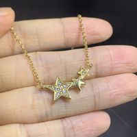 Simple Style Star Copper Gold Plated Zircon Necklace In Bulk main image 4