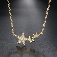 Simple Style Star Copper Gold Plated Zircon Necklace In Bulk main image 1