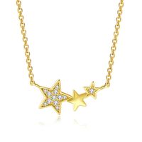 Simple Style Star Copper Gold Plated Zircon Necklace In Bulk sku image 2