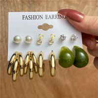 1 Set Fashion Heart Shape Alloy Inlay Rhinestones Pearl Women's Drop Earrings Earrings Ear Studs sku image 10