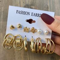 1 Set Fashion Heart Shape Alloy Inlay Rhinestones Pearl Women's Drop Earrings Earrings Ear Studs sku image 21