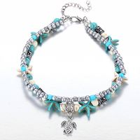 Simple Style Starfish Alloy Seed Bead Patchwork Unisex Anklet sku image 4