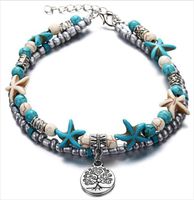 Simple Style Starfish Alloy Seed Bead Patchwork Unisex Anklet sku image 8