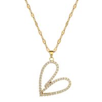 Wholesale Fashion Heart Shape Stainless Steel Copper Inlay Rhinestones Pendant Necklace sku image 1