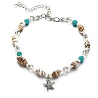 Simple Style Starfish Alloy Seed Bead Patchwork Unisex Anklet sku image 1