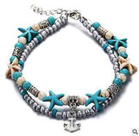 Simple Style Starfish Alloy Seed Bead Patchwork Unisex Anklet sku image 10