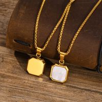 201 Stainless Steel 18K Gold Plated Simple Style Inlay Square Shell main image 1