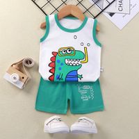 Sports Animal Stripe Solid Color Cotton Boys Clothing Sets main image 5